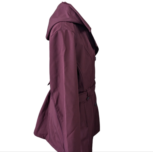 Sebby Collection Plus Softshell Burgundy Trench Coat...Size 1X - Picture 5 of 7